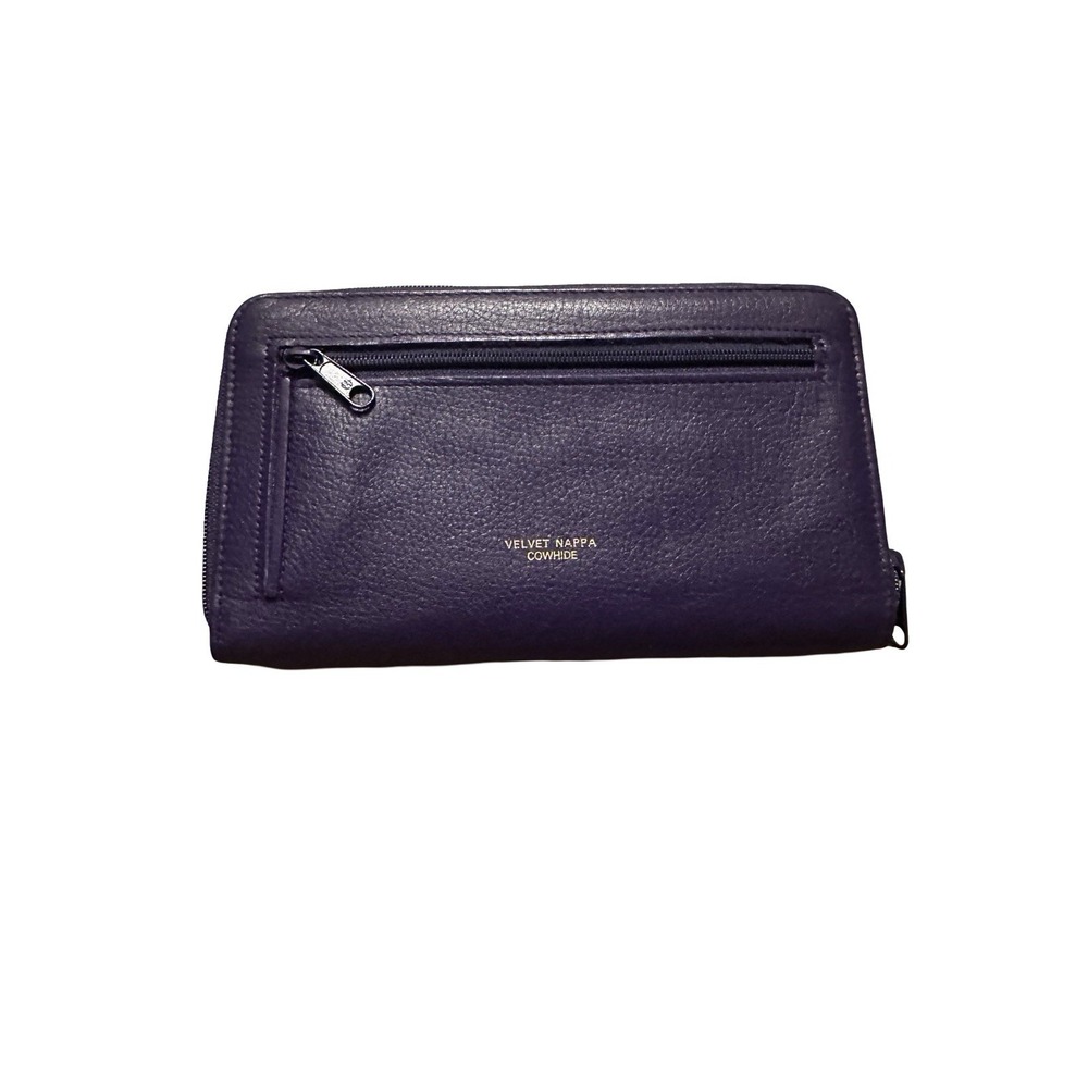 Vintage Ladies Purple Buxton Velvet Nappa Cowhide Leather Travel Wallet Zippered
